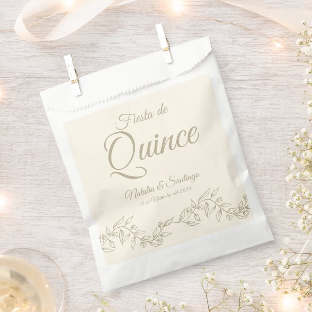 Bolsa De Papel Gemelos españoles Fiesta de Quince Champagne Botán (Cortado)