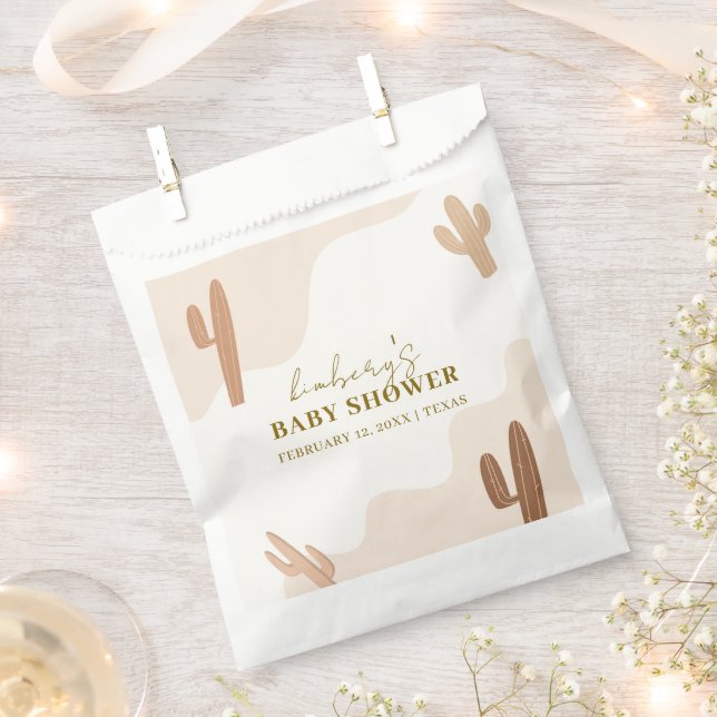 Bolsa De Papel Género Neutral Moderno Boho Cactus Baby Shower (Cortado)