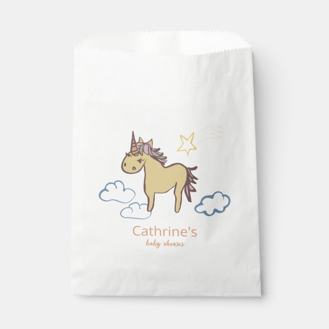 Bolsa De Papel Género neutro de Baby Shower de Unicorn (Anverso)