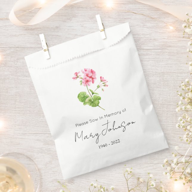 Bolsa De Papel Geranio | Simple Paquete de semillas Funeral  (Cortado)