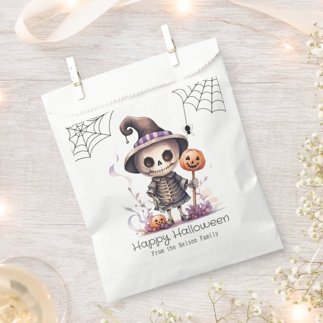 Bolsa De Papel Ghoul en brujas Gorra Spiderwebs Feliz Halloween (Cortado)