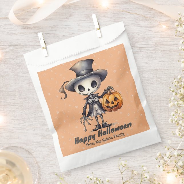 Bolsa De Papel Ghoul in Top Hat Cul Background Feliz Halloween (Cortado)