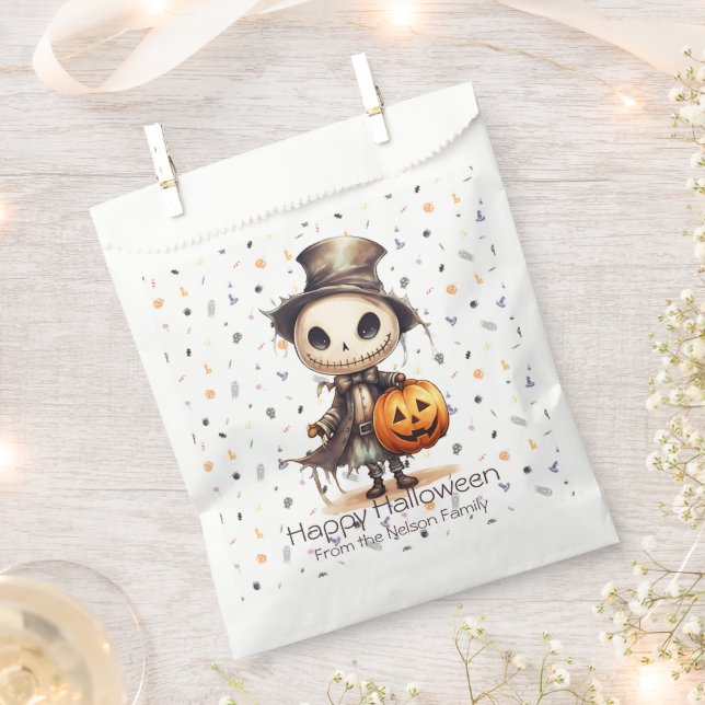Bolsa De Papel Ghoul in Top Hat Cul Background Feliz Halloween (Cortado)
