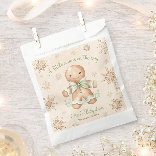 Bolsa De Papel Gingerbread Little Man Navidades Baby Shower (Cortado)
