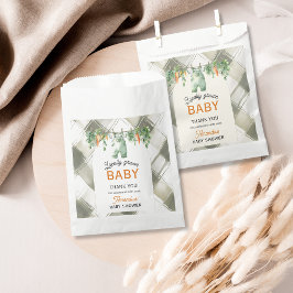 Bolsa De Papel Gingham Clothesline Baby Shower de crecimiento loc