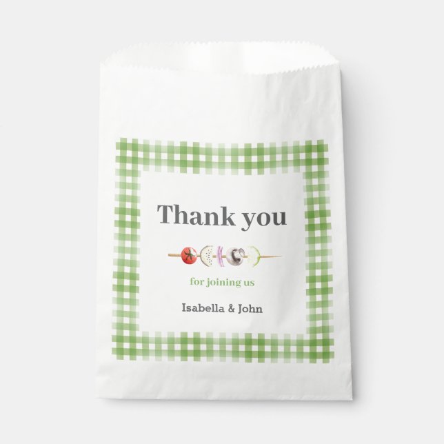 Bolsa De Papel Gingham Rústico Agradecimiento Fiesta de Bebé (Anverso)