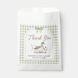Bolsa De Papel Gingham Sage Green Mallard Duck Baby Shower