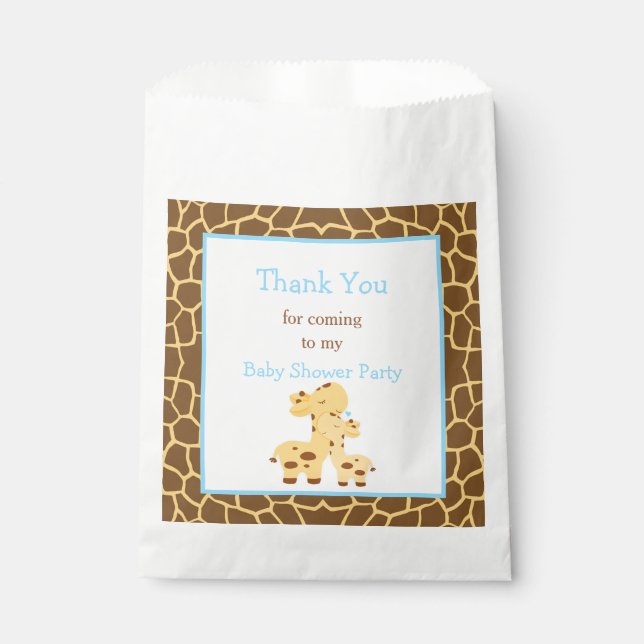 Bolsa De Papel Giraffe Blue Boy Baby Shower Fiesta (Anverso)