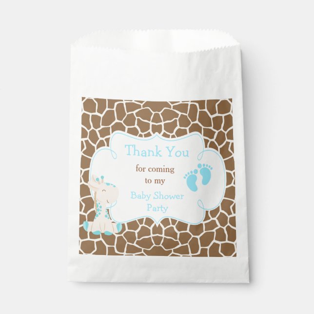 Bolsa De Papel Giraffe Blue Boy Baby Shower Fiesta (Anverso)