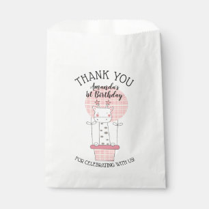 Bolsa De Papel Giraffe en globo aerostático amarillo rosado graci