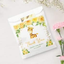 Bolsa De Papel Giraffe Yellow Floral Baby Shower Gracias