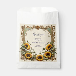 Bolsa De Papel Girasol amarillo con boda de marco de arte