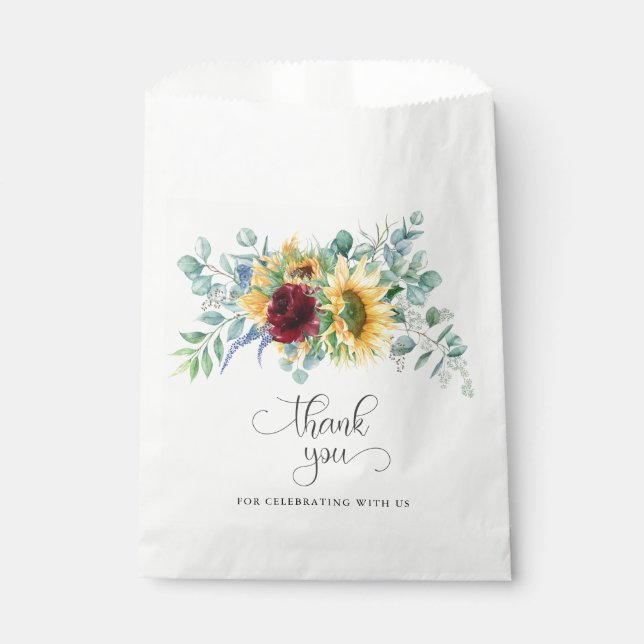 Bolsa De Papel Girasoles Rústicos y Rosas Floral (Anverso)