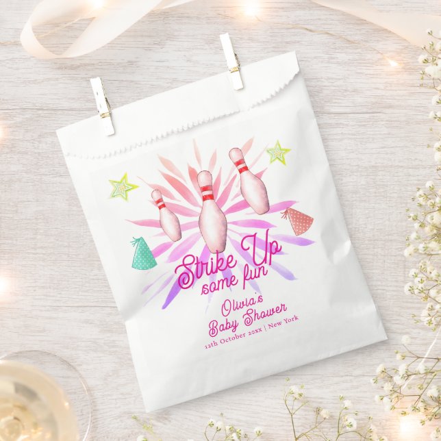 Bolsa De Papel Girl Strike Up Bowling Sport Party Baby Shower (Cortado)