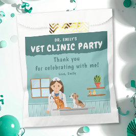 Bolsa De Papel Girl Veterinarian Animal Clinic Birthday Thank You
