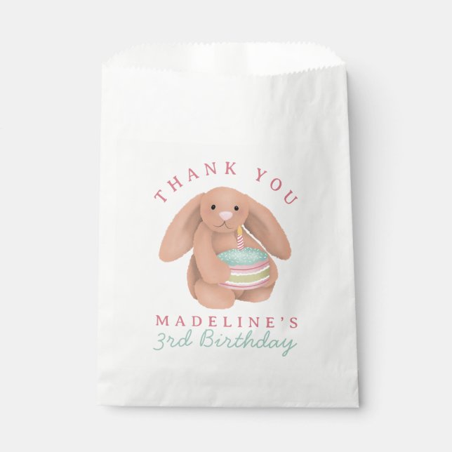 Bolsa De Papel Girls Cute Bunny Girls Whimsical Birthday (Anverso)