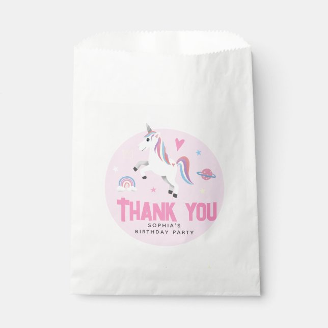 Bolsa De Papel Girls Cute Pink RainbowUnicorn  (Anverso)