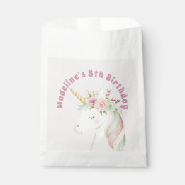 Bolsa De Papel Girls Cute Pink Unicorn Birthday