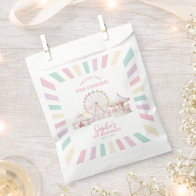 Bolsa De Papel Girly Carnival Circus Kids Cumpleaños Gracias (Cortado)