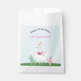Bolsa De Papel Girly Llama Floral Cactus Birthday
