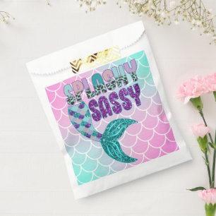 Bolsa De Papel Girly Splashy Sassy Pink Purple Green Mermaid