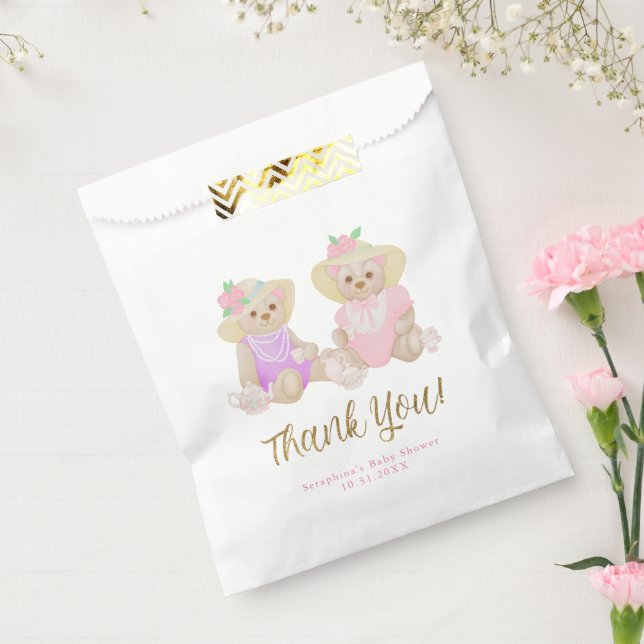 Bolsa De Papel Girly Tea Fiesta lleva Baby Shower Gracias (Sellado)