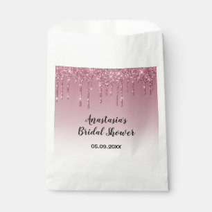 Bolsa De Papel Glam Bridal Shower Purple Rosa Oro Purpurinas Dris