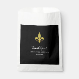 Bolsa De Papel Glam Gold Fleur de Lis para Boda en negro