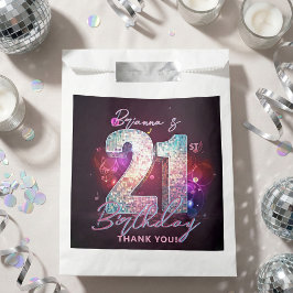 Bolsa De Papel Glam Silver Disco Ball Music Notes 21st Birthday