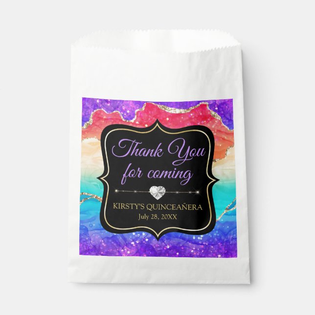 Bolsa De Papel Glamurosa Tinta de Alcohol de Arcoíris de Ágata Qu (Anverso)