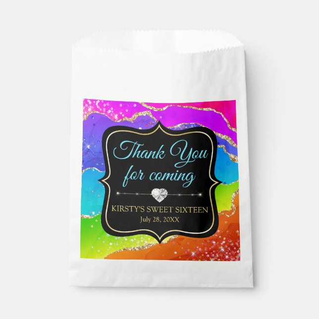 Bolsa De Papel Glamuroso Arcoíris Tinta Alcohol Agata Dulces 16 (Anverso)