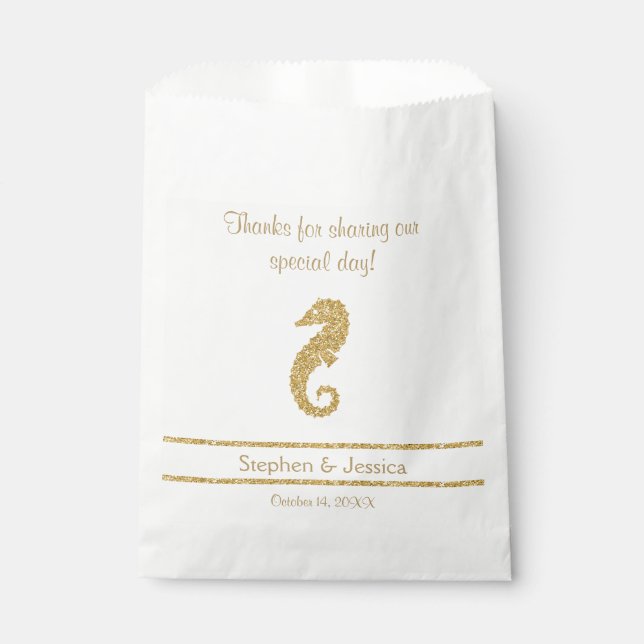 Bolsa De Papel Glittering Gold "Gracias... compartir nuestro día" (Anverso)