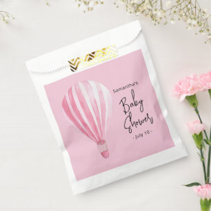 Bolsa De Papel Globo de aire caliente rosa Ducha bebé