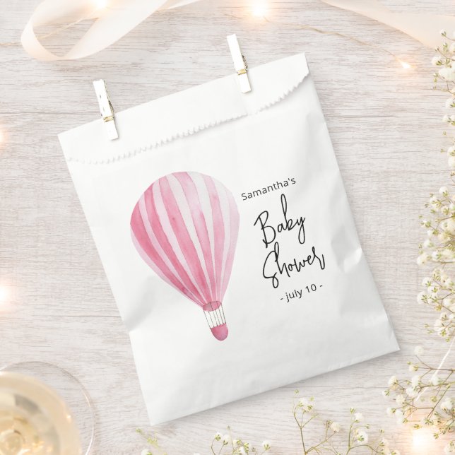 Bolsa De Papel Globo de aire caliente rosa Ducha bebé (Cortado)