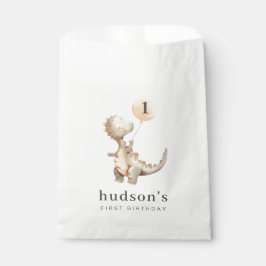 Bolsa De Papel Globo de primer cumpleaños de Dinosaurio