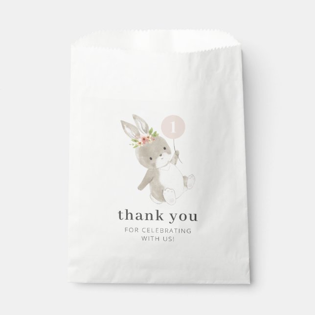Bolsa De Papel Globo rosa Bunny (Anverso)
