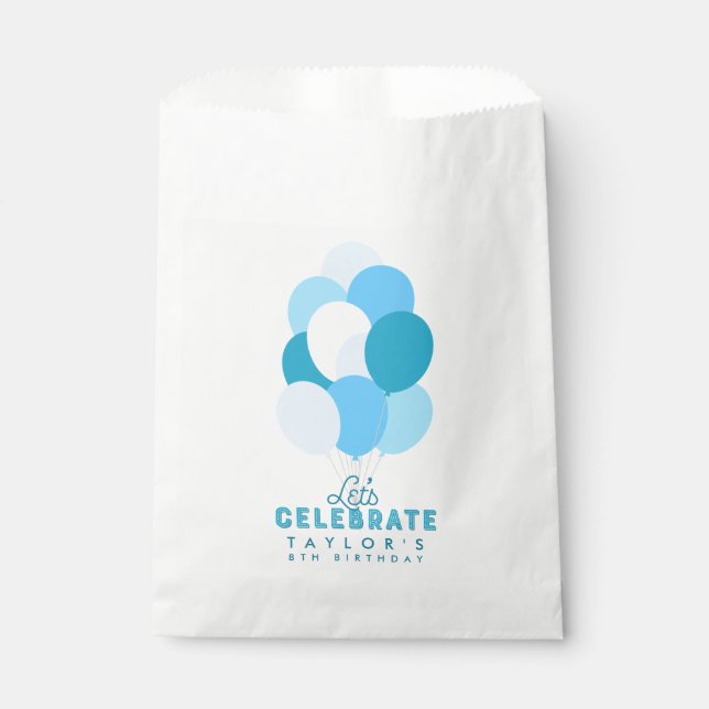 Bolsa De Papel Globos azules celebremos cualquier cumpleaños de e (Anverso)