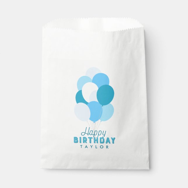 Bolsa De Papel Globos azules Feliz cumpleaños (Anverso)