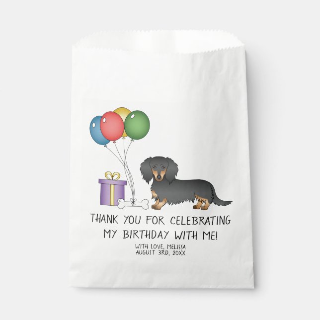 Bolsa De Papel Globos de cumpleaños de Dachshund de pelo largo ne (Anverso)