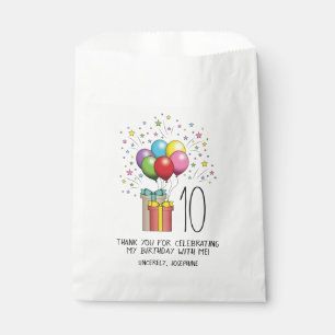 Bolsa De Papel Globos De Cumpleaños Y Presenta Con Edad Y Texto