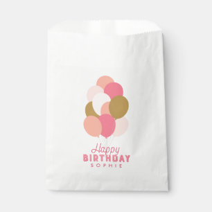 Bolsa De Papel Globos de oro rosados y falsos de Rubor Feliz cump