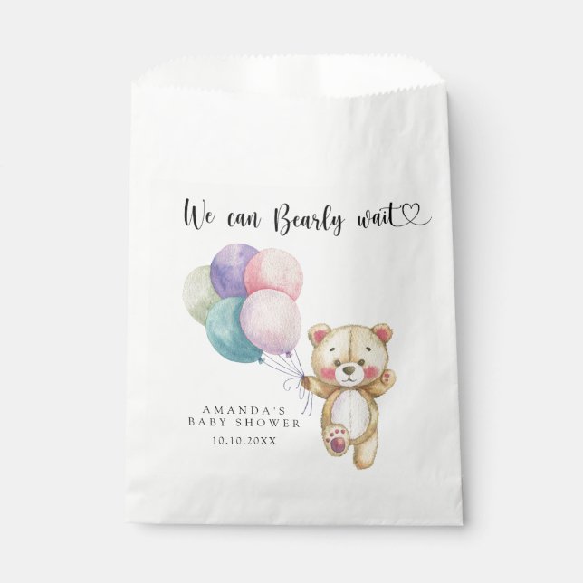 Bolsa De Papel Globos de osito de peluche - apenas podemos espera (Anverso)