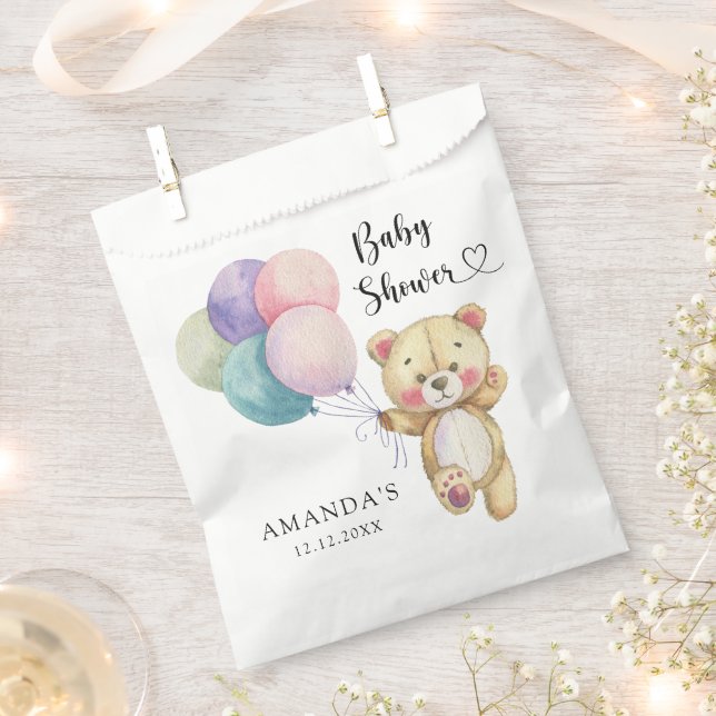 Bolsa De Papel Globos de oso de peluche - Baby Shower (Cortado)