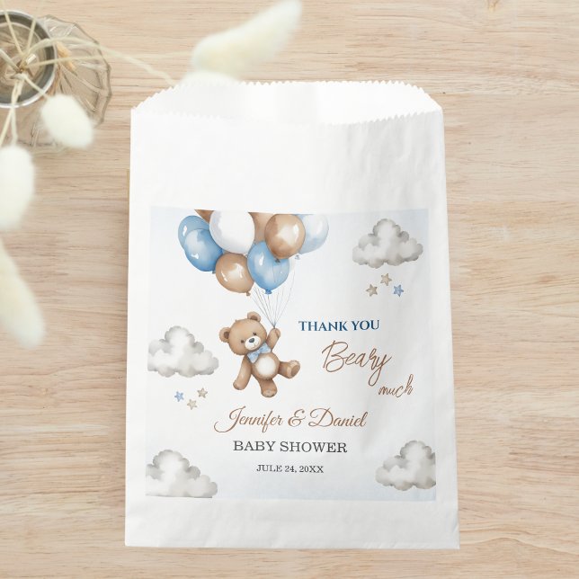 Bolsa De Papel Globos de oso suave azul Baby Shower Teddy (Subido por el creador)