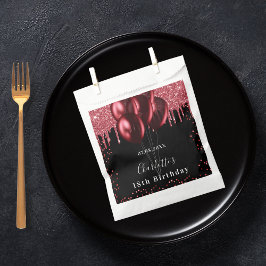 Bolsa De Papel Globos de purpurinas rojos negros de la fiesta de 