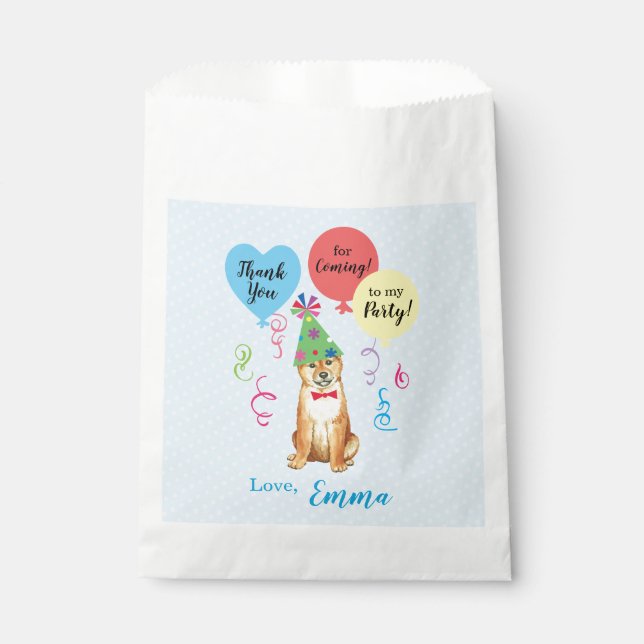 Bolsa De Papel Globos del partido de cumpleaños Shiba Inu (Anverso)