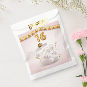 Bolsa De Papel Globos Golden Glow Sweet 16