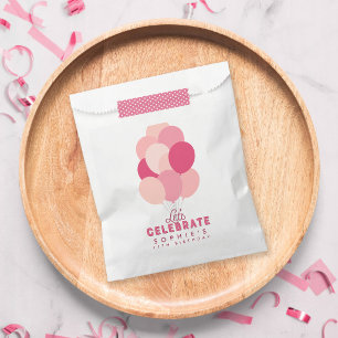 Bolsa De Papel Globos rosados celebremos cualquier cumpleaños de