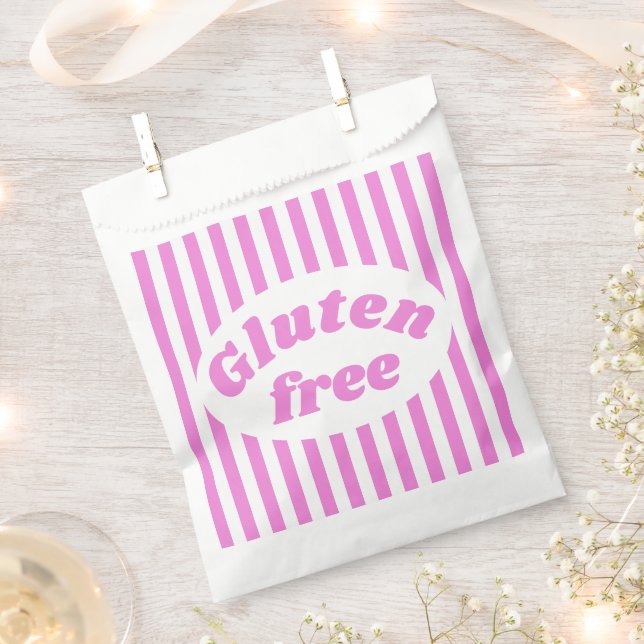 Bolsa De Papel Gluten Free Pink White Candley Stripe (Cortado)
