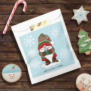 Bolsa De Papel Gnome Navideño Acogedor Verde Rojo Invierno Lindo
